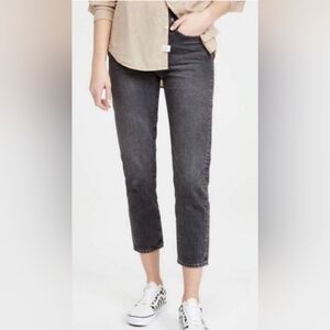 NWT Edwin Anthropology Hana Crop Denim Jeans Rapture Size 25 $228 black gray